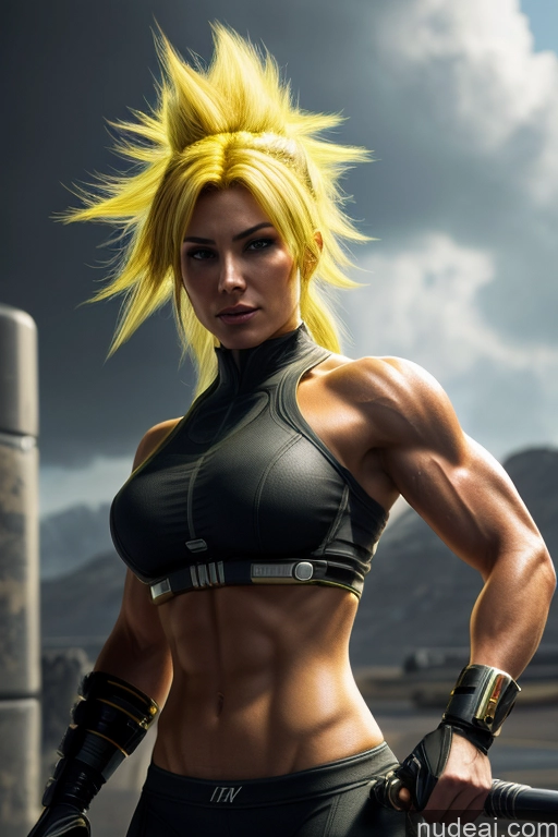 related ai porn images free for Muscular Front View Busty Woman Super Saiyan Neon Lights Clothes: Yellow Neon Lights Clothes: Orange Science Fiction Style Battlefield Cyborg