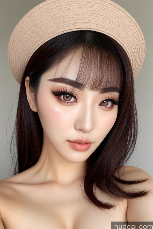 ai nude image of a close up of a woman wearing a hat and a dress pics of Korean Instagram Dolls