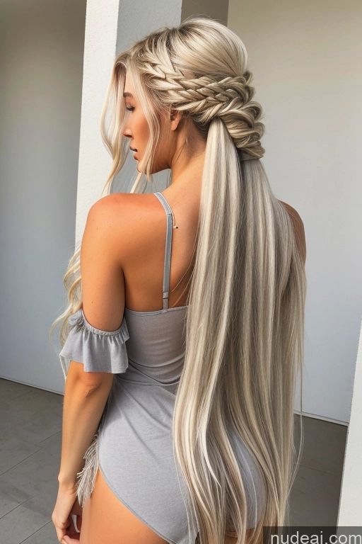 ai nude image of a woman with long blonde hair and a braid in a gray dress pics of One Huge Boobs Big Ass Long Hair 18 Blonde Straight Bimbo Transparent