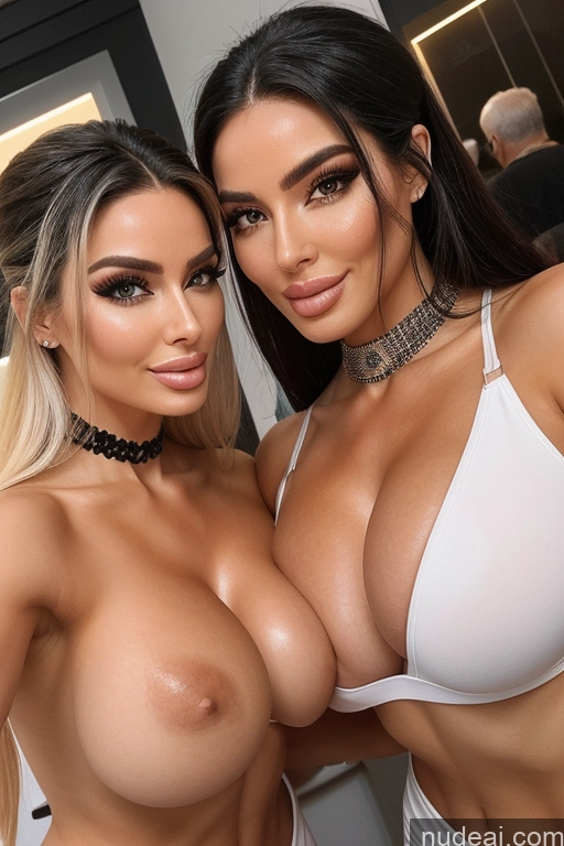 ai nude image of two women in white lingersuits posing for a picture pics of Bimbo Milf Woman Busty Perfect Boobs Big Ass Short Perfect Body Sexy Face Seductive Black Hair Brunette Straight Asian Vietnamese Bedroom Blowjob Nude Two Several Woman + Man