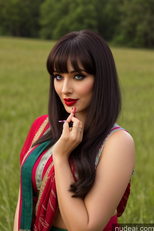 related ai porn images free for 20s Blouse Sari Meadow Lipstick Thick Bangs