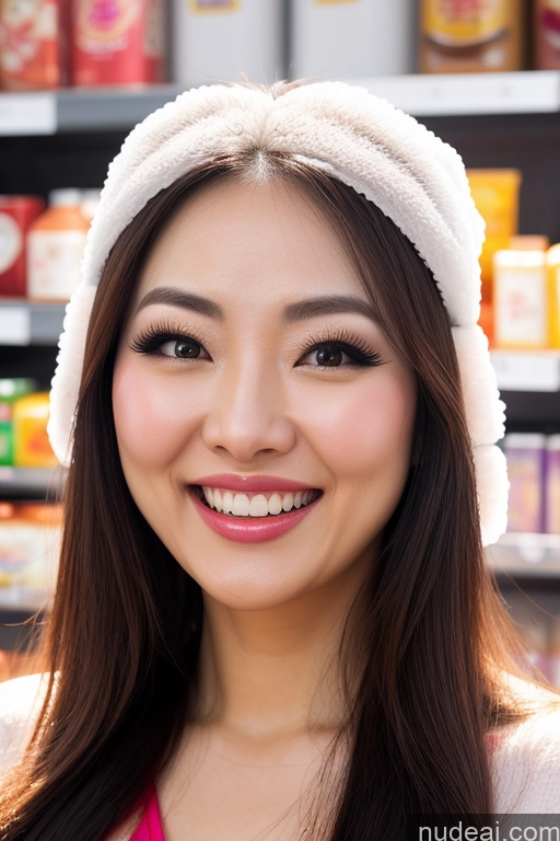 ai nude image of arafed asian woman in a white hat and pink top smiling pics of Happy Youhua Grocery Angel