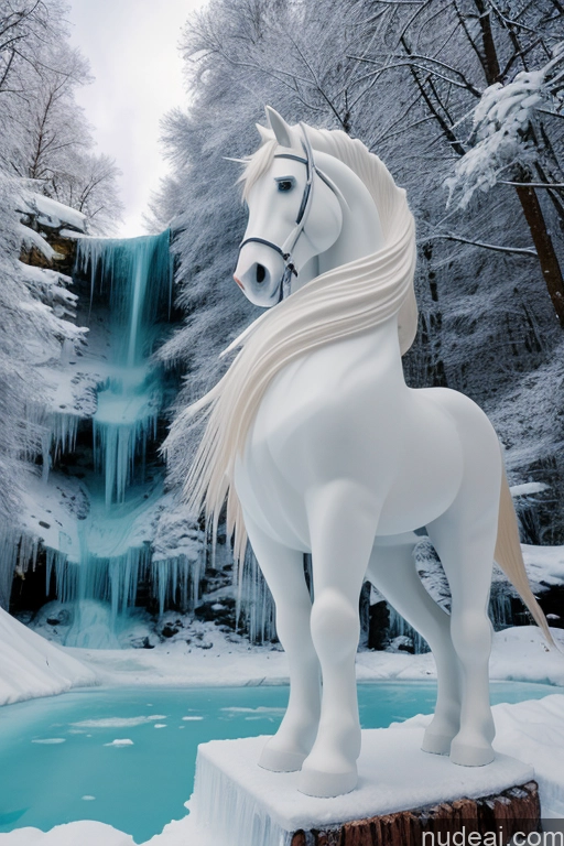 related ai porn images free for Soft Anime Wooden Horse Looking At Sky Elemental Series - Ice Waterfall Forest