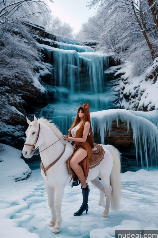 related ai porn images free for Soft Anime Wooden Horse Looking At Sky Elemental Series - Ice Waterfall Forest