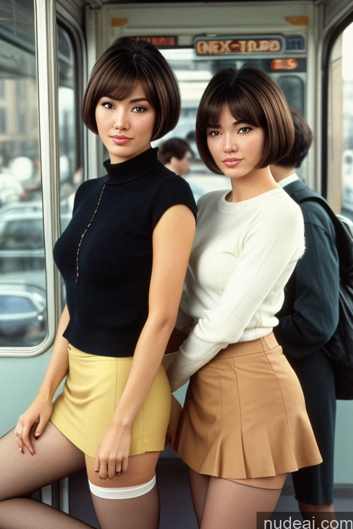 ai nude image of two women in short skirts are posing for a picture on a bus pics of Skinny Small Tits Short Small Ass 18 Asian Japanese Filipina Film Photo Skin Detail (beta) Long Skirt Thigh Socks Transparent Detailed Military Bus Street Train Bobcut Short Hair 60s 70s Vintage Dark Lighting High Socks Shirt Two Pubic Hair Spreading Legs