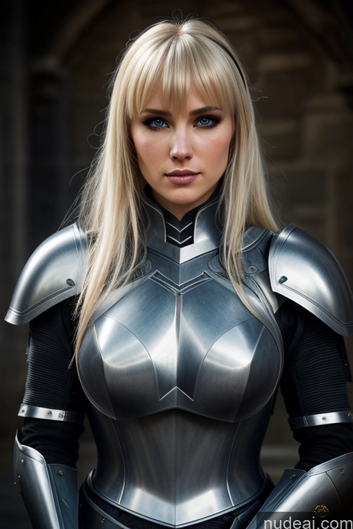 ai nude image of blond woman in armor posing for a picture in a dark room pics of Dark Lighting Detailed Paladin Fashion Medieval Dark_Fantasy_Style Dark Fantasy Film Photo Knight Fantasy Armor Blonde Bangs Fairer Skin White