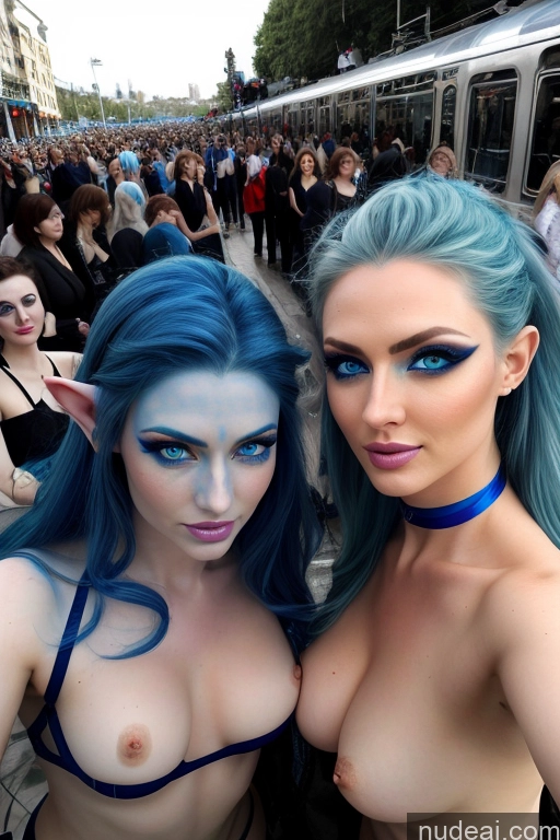 related ai porn images free for Deep Blue Eyes Rainbow Haired Girl Two Several Train