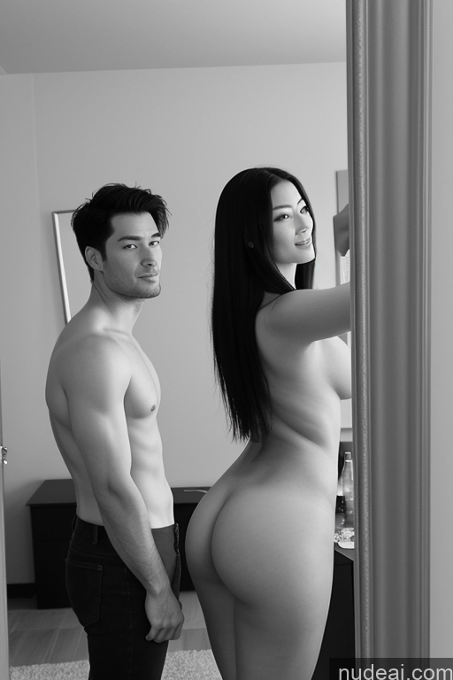 related ai porn images free for Two 20s Orgasm Black Hair Messy Asian Mirror Selfie Bedroom Back View Front View Nude Detailed Woman + Man