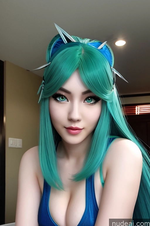 related ai porn images free for Ning Rong Rong Green Hair Blue Hair Cosplay