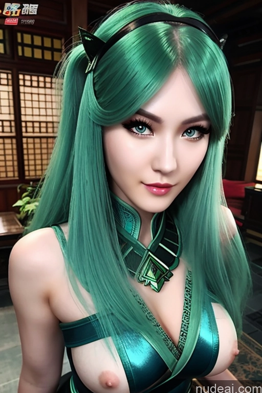 related ai porn images free for Ning Rong Rong Green Hair Blue Hair Fantasy Armor