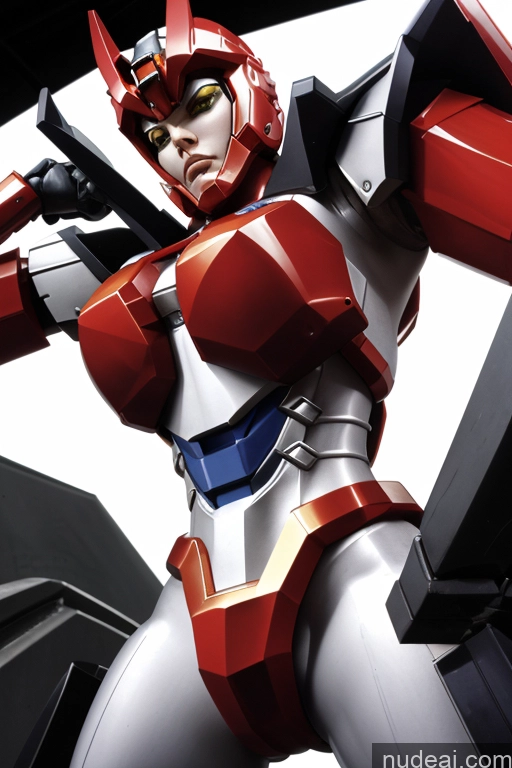 ai nude image of araffe in a red and white suit holding a gun pics of Power Rangers Woman Busty Muscular Front View SuperMecha: A-Mecha Musume A素体机娘 Abs