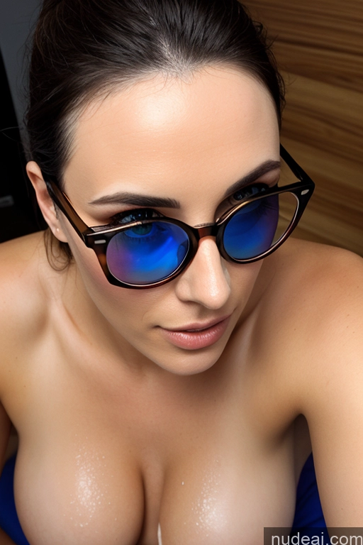 ai nude image of there is a woman with glasses on her face and a blue top pics of Woman + Man Perfect Boobs Thick Tall Oiled Body 30s Orgasm Black Hair British Shower Nude Glasses Bedroom Blowjob