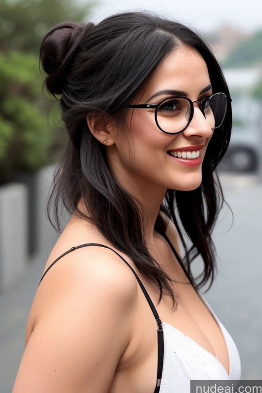 related ai porn images free for Woman One Beautiful Glasses Tall 20s Happy Black Hair Hair Bun Front View Restaurant Jumpsuit Fairer Skin Indian