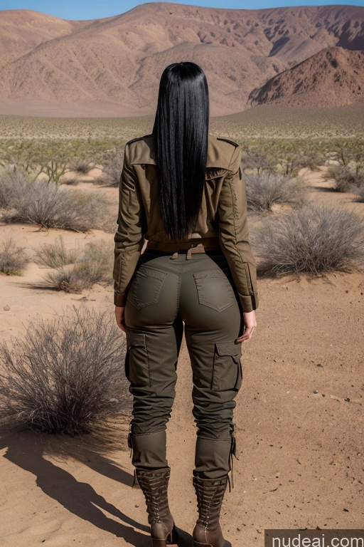 ai nude image of araffe in military pants and boots standing in the desert pics of Jewish 18 Black Hair Big Ass Desert Back View Military Boots Harem Pants Jacket Two