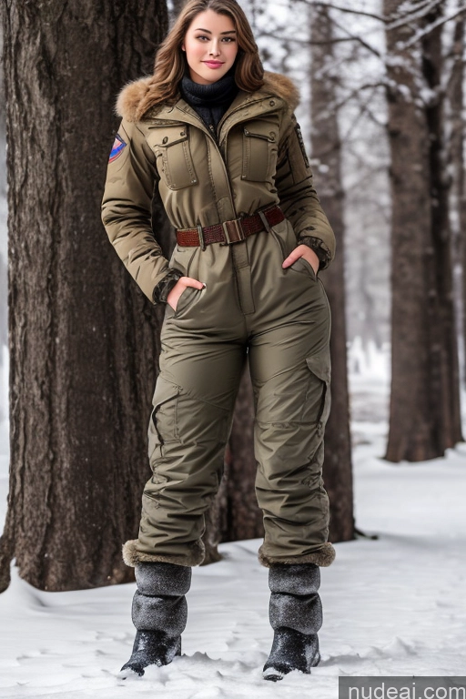 ai nude image of arafed woman in a green snow suit standing in the snow pics of 18 Snow Boots Harem Pants Military Two Big Ass Jacket Russian