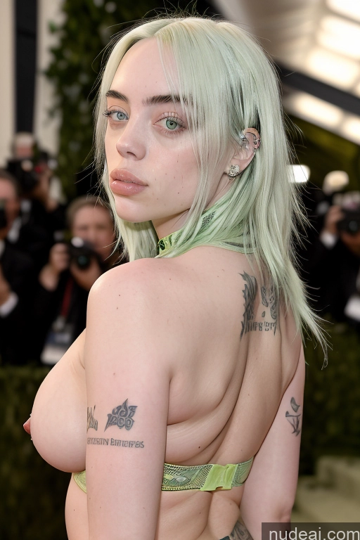 ai nude image of arafed woman with green hair and piercings posing for a picture pics of Billie Eilish Busty Beautiful Big Ass Thick 18 Model Topless Perfect Boobs Underwear