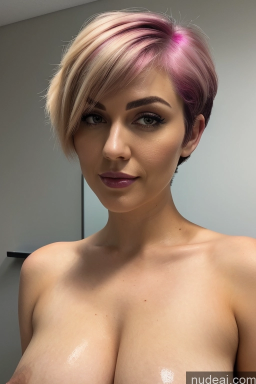 related ai porn images free for Rainbow Haired Girl Short Hair Busty Perfect Boobs Slicked Nude Latex Close-up View Big Hips