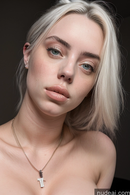 ai nude image of blond woman with a cross necklace and a necklace on her neck pics of Model Busty Beautiful Big Ass Thick Billie Eilish 18 3d Underwear Topless Detailed Close-up View Bodypaint