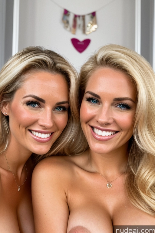 related ai porn images free for Woman 20s Two Happy Blonde Straight Bedroom Front View Nude 90s