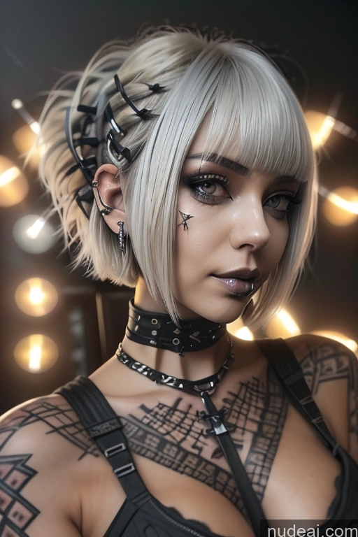 related ai porn images free for Bimbo Close-up View Nude Perfect Boobs Short Hair Gothic Punk Girl