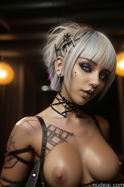 related ai porn images free for Bimbo Close-up View Nude Perfect Boobs Short Hair Gothic Punk Girl Bra Pull Down Rainbow Haired Girl