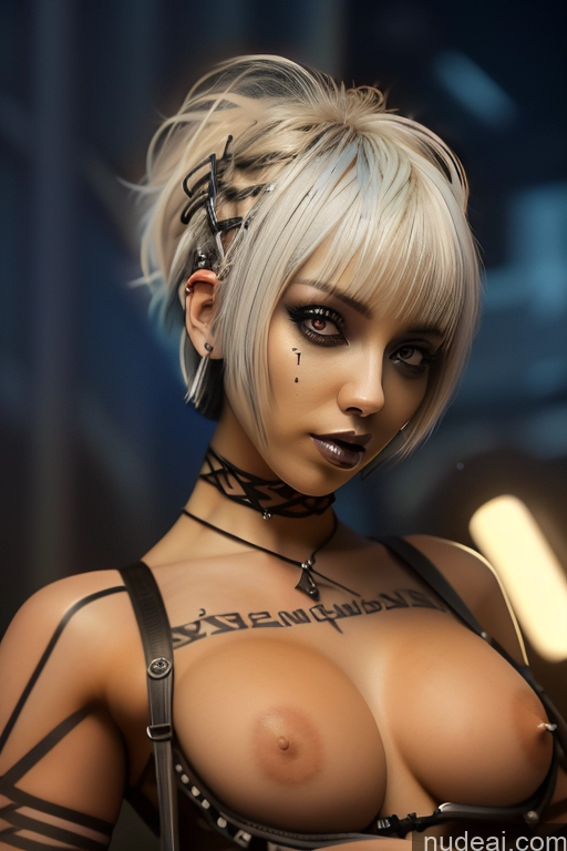 related ai porn images free for Bimbo Close-up View Nude Perfect Boobs Short Hair Gothic Punk Girl Bra Pull Down Rainbow Haired Girl