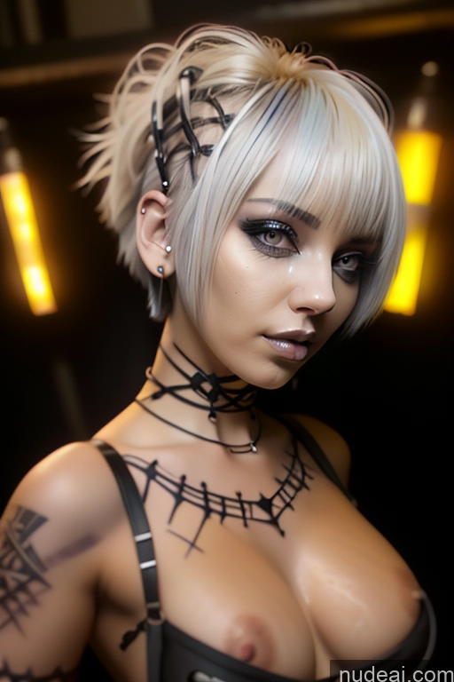 related ai porn images free for Bimbo Close-up View Nude Perfect Boobs Short Hair Gothic Punk Girl Bra Pull Down Rainbow Haired Girl