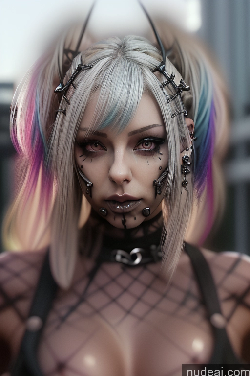 related ai porn images free for Bimbo Close-up View Rainbow Haired Girl Rockstar Hair Perfect Boobs Gothic Punk Girl Bra Pull Down