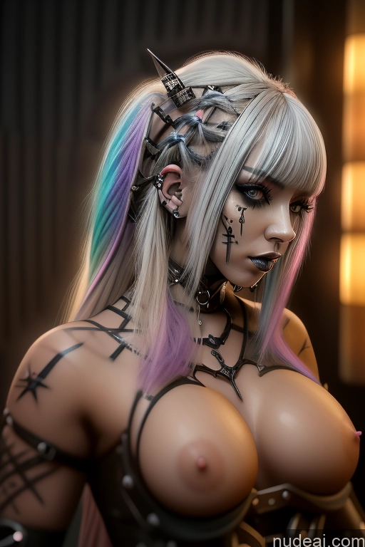 related ai porn images free for Bimbo Close-up View Rainbow Haired Girl Perfect Boobs Gothic Punk Girl Bra Pull Down Braided Dream Mecha Girl