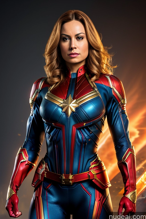 Regal Front View Muscular Busty Cosplay Superhero Captain Marvel