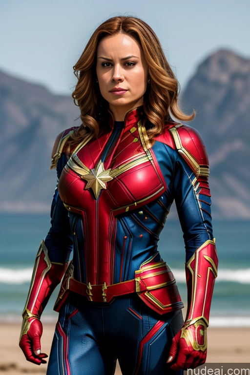 related ai porn images free for Regal Front View Muscular Busty Cosplay Superhero Captain Marvel Neon Lights Clothes: Red