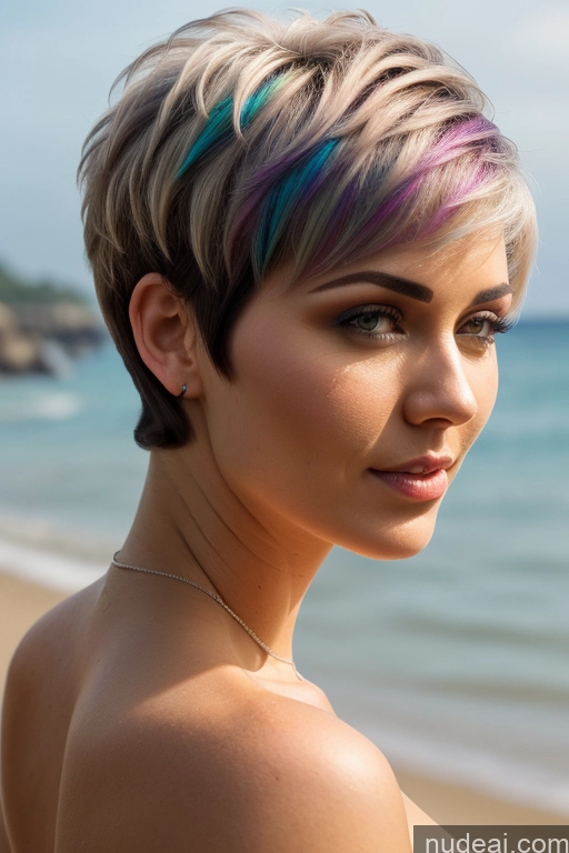 related ai porn images free for Short Hair Perfect Boobs Big Ass Close-up View Rainbow Haired Girl Slicked Beach