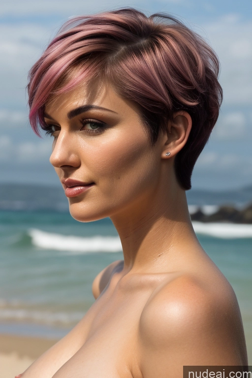 related ai porn images free for Short Hair Perfect Boobs Big Ass Close-up View Rainbow Haired Girl Slicked Beach