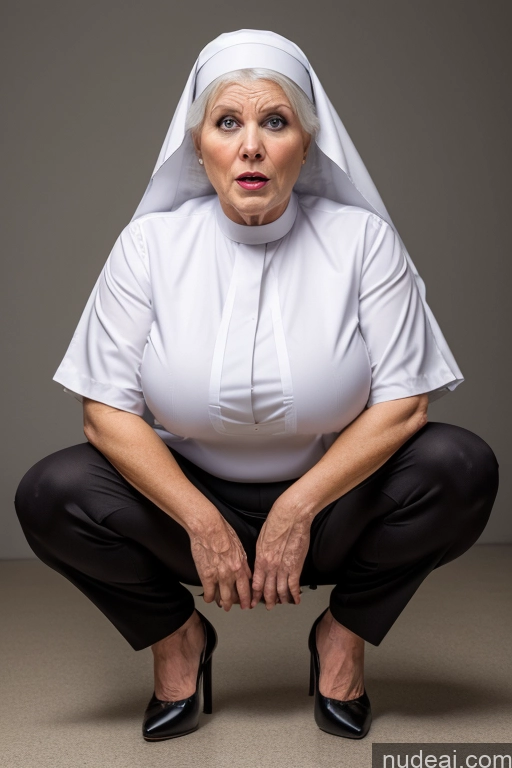 related ai porn images free for Milf 70s Shocked White Hair Messy Squatting Busty Nun