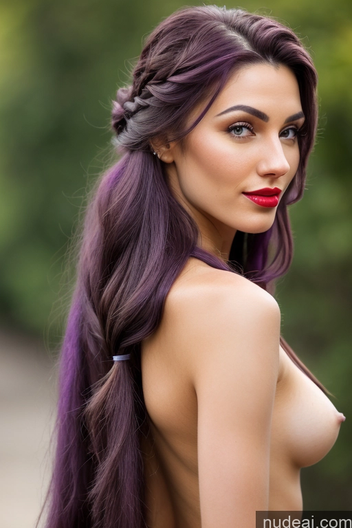 ai nude image of arafed woman with purple hair and a braid in her hair pics of Woman One Small Tits Beautiful Small Ass Lipstick Short Skinny Long Hair Pubic Hair Fairer Skin Orgasm Straight Purple Hair 18