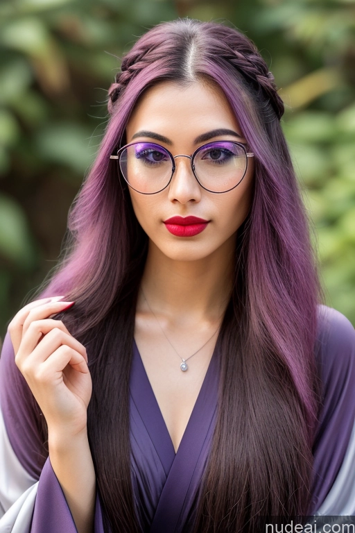 ai nude image of arafed woman with purple hair and glasses posing for a picture pics of Woman One Small Tits Beautiful Small Ass Lipstick Short Skinny Long Hair Pubic Hair Fairer Skin Straight Purple Hair 18 Kimono Glasses Pouting Lips Asian