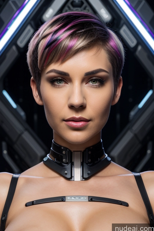 ai nude image of arafed woman with a collar and a choke on her chest pics of Perfect Boobs Short Hair Nude Close-up View Rainbow Haired Girl Slicked Dream Mecha Girl Cyborg Big Ass Two Massage