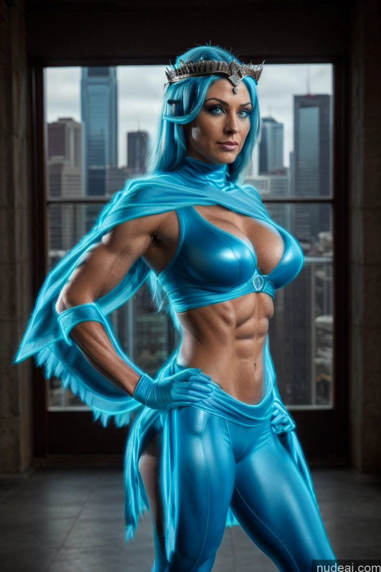 related ai porn images free for Busty Muscular Front View Superhero Superheroine Deep Blue Eyes Blue Hair Neon Lights Clothes: Blue Has Wings Neon Lights Clothes: Orange Cosplay Abs Regal