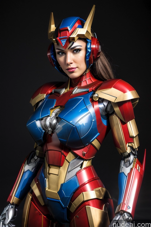 Front View Superheroine Muscular Superhero Cosplay Busty SuperMecha: A-Mecha Musume A素体机娘