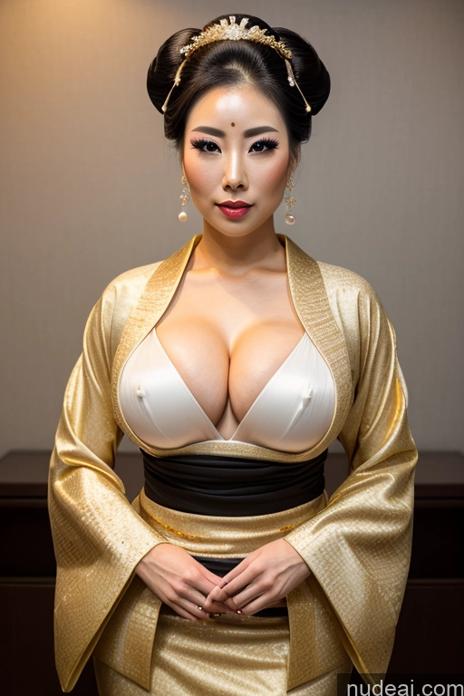 ai nude image of araffe asian woman in a kimono dress posing for a picture pics of Busty Perfect Boobs Orgasm Seductive Black Hair Diamond Jewelry Gold Jewelry Pearl Jewelry Sexy Face Transparent High Socks Hair Bun Geisha Fantasy Armor Kimono Japanese 30s Wedding Jewelry