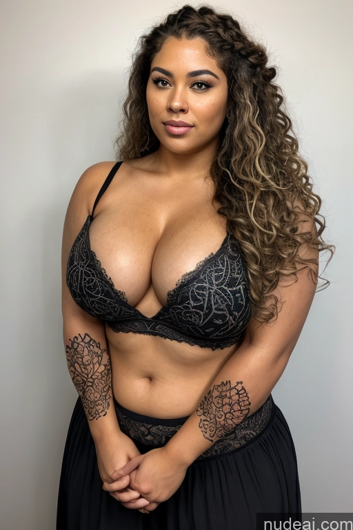 ai nude image of a close up of a woman in a black bra top and skirt pics of Milf One Tattoos Perfect Boobs Busty Chubby Big Ass Long Hair Curly Hair Oiled Body 40s Shocked Black Hair Messy Asian Skin Detail (beta) Bedroom Front View Military Detailed Sleeping Lingerie Viking