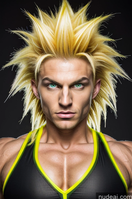 ai nude image of arafed male with a mohawk and yellow hair posing for a picture pics of Super Saiyan 3 Muscular Cosplay Busty 18 Super Saiyan Science Fiction Style Neon Lights Clothes: Yellow Neon Lights Clothes: Orange Neon Lights Clothes: Red Dynamic View