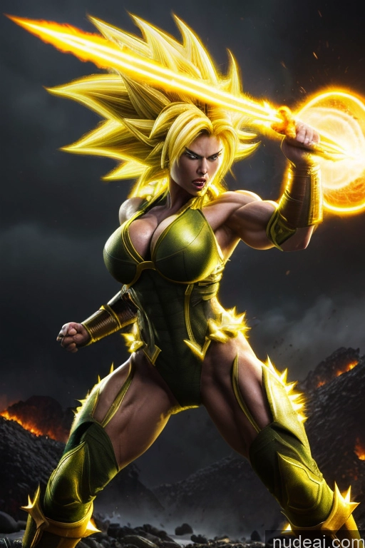 related ai porn images free for Super Saiyan 3 Powering Up Busty Muscular Super Saiyan Regal Neon Lights Clothes: Yellow Battlefield