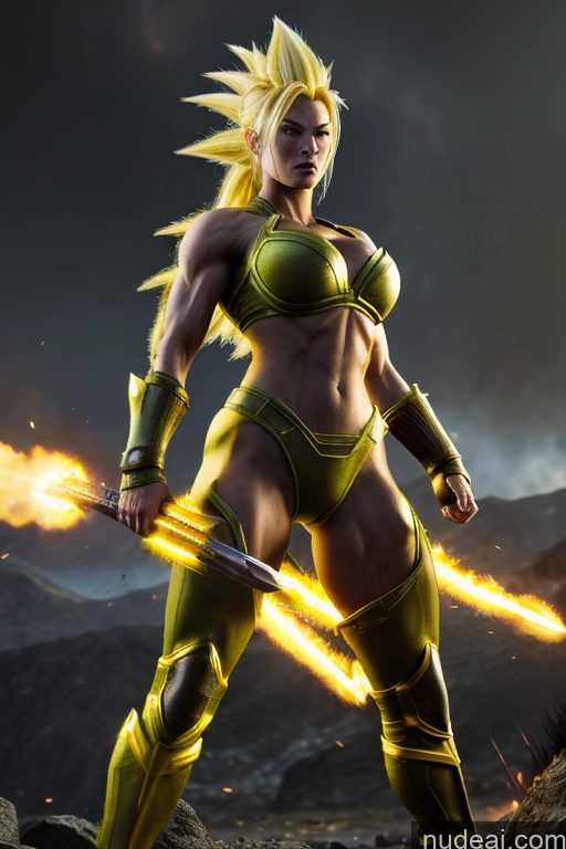 Super Saiyan 3 Powering Up Busty Muscular Super Saiyan Regal Neon Lights Clothes: Yellow Battlefield Dynamic View 18 Neon Lights Clothes: Red Neon Lights Clothes: Orange