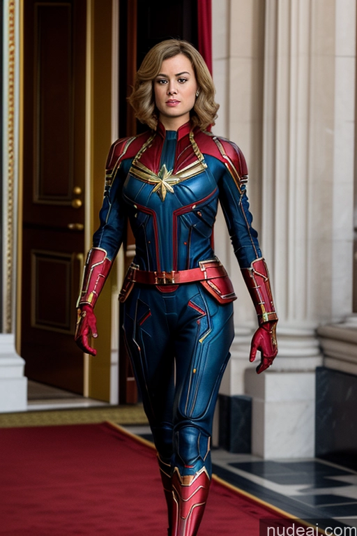 ai nude image of araffe dressed in a captain marvel suit walking down a red carpet pics of Captain Marvel Regal