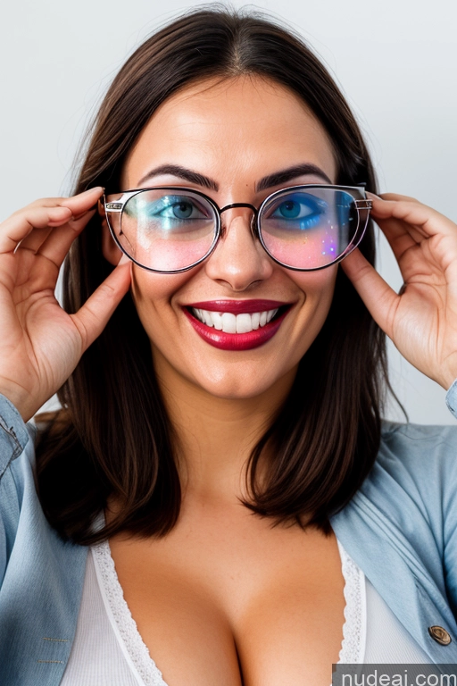 ai nude image of smiling woman with glasses on her face and a blue shirt pics of Woman Perfect Boobs Glasses Beautiful Fairer Skin 30s Happy Turkish Bdsm