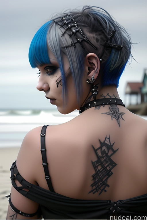 related ai porn images free for Gothic Punk Girl Close-up View Perfect Boobs Big Ass Nude Bra Pull Down Beach Blue Hair Bobcut