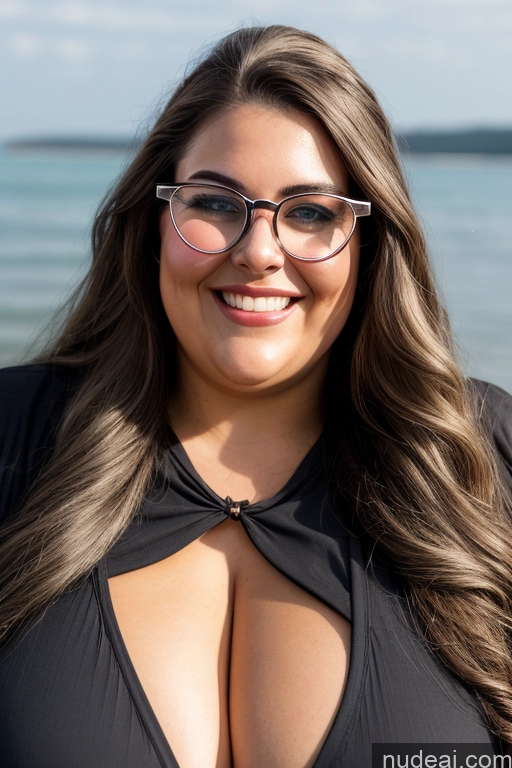 related ai porn images free for Front View Long Hair Happy 30s Huge Boobs Woman Glasses Chubby White Hair Gold Jewelry Busty