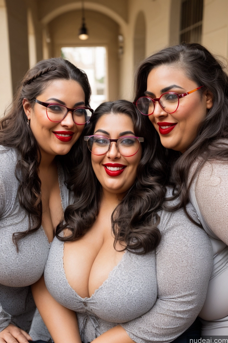 related ai porn images free for 30s Huge Boobs Glasses Busty Long Hair Brunette Chubby Lipstick Laughing Black Woman Topless