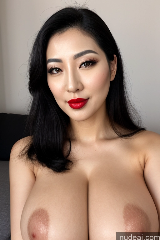 related ai porn images free for Woman Beautiful Lipstick Fairer Skin 30s Black Hair Slicked Korean Huge Boobs Front View Plank